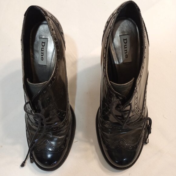 DUNE LONDON BLACK LEATHER LACE UP PUMP OXFORD HEEL WOMEN SIZE 41 - Picture 2 of 9
